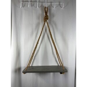 Hobby Lobby Rustic Gray Wood Hanging Rope Wall Shelf 15.75in 1645340